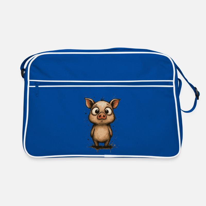 Porcelet drôle avec de grands yeux – splash Sac Retro