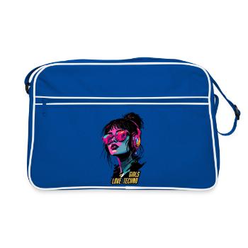 Portrait de fille techno néon - Sac Retro - bleu/blanc - Devant