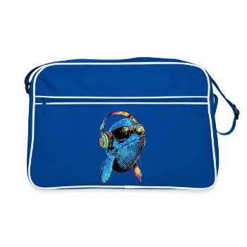 Baleine bleue Baleine Baleines bleues Baleines Chant Baleine Plongeur Baleines Océan - Sac Retro - bleu/blanc - Devant