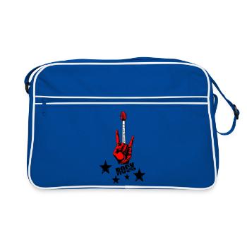 Main rock et manche de guitare - Sac Retro - bleu/blanc - Devant