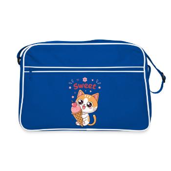 Kawaii Sweet Glazed Kitten - Retro Bag - blue/white - Front