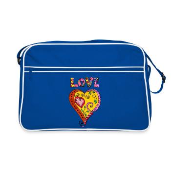 Heart - Retro Bag - blue/white - Front