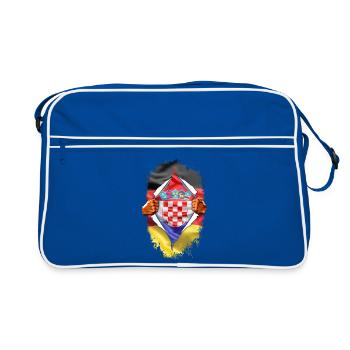 Allemand au cœur croate – s'ouvrant la poitrine - Sac Retro - bleu/blanc - Devant