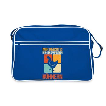 chickens chicken farmer farmer chicken - Retro Bag - blue/white - Front