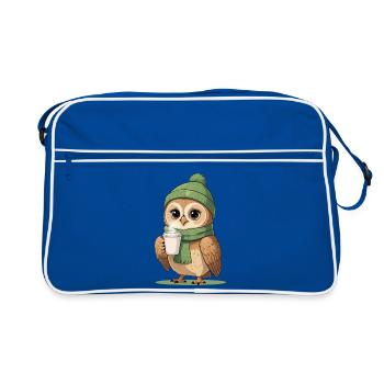 Winter Owl Coffee Break - Retro Bag - blue/white - Front