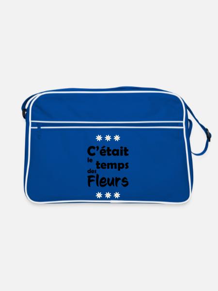 Es war Blumenzeit - Retro Tasche - Blau/Weiß - Vorne