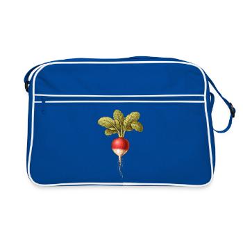 Radieschen Vintage Botanische Zeichnung  - Retro Tasche - Blau/Weiß - Vorne