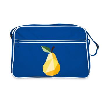 Geometrische Birne – Modernes Obst Motiv  - Retro Tasche - Blau/Weiß - Vorne