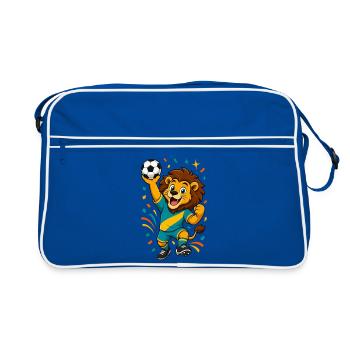 Lion Mascot Football Fan - Retro Bag - blue/white - Front