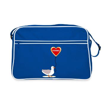 Möwe Pommes - Retro Tasche - Blau/Weiß - Vorne