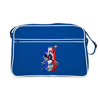 Heller dreikoloriger Rugby-Hahn - Retro Tasche - Blau/Weiß - Vorne