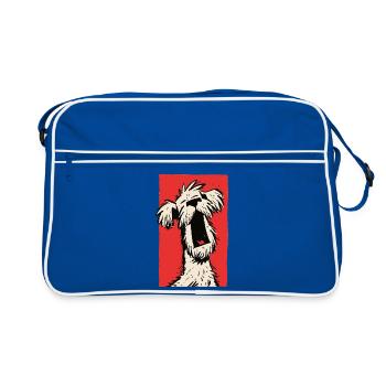 müdes Hündchen - Retro Tasche - Blau/Weiß - Vorne