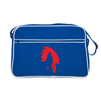 Indiens - Chef indien avec loup - Sac Retro - bleu/blanc - Devant