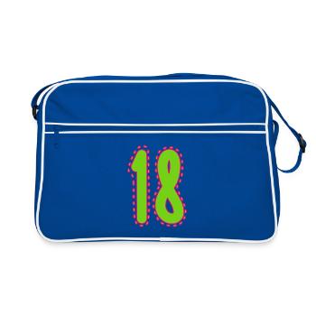 18. 18 YEARS OLD. 18th ANNIVERSARY. 18 BIRTHDAY. - Retro Bag - blue/white - Front
