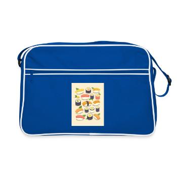 Vibrant Sushi Assortment Illustration - Retro Bag - blue/white - Front
