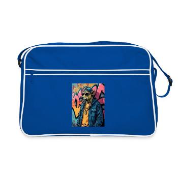 Graffiti Chien Streetwear - Sac Retro - bleu/blanc - Devant