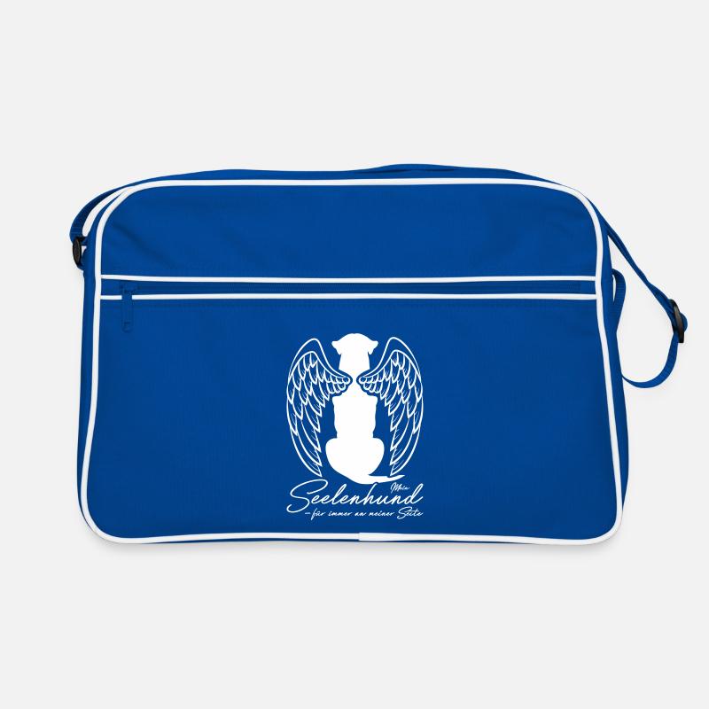 Hundeengel Seelenhund Wilsigns Regenbogenbrücke - Retro Tasche - Blau/Weiß
