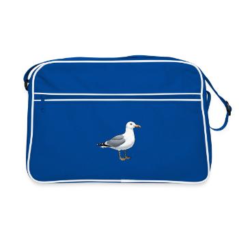 Möwe Norddeutschland Nordsee Urlaub Geschenk - Retro Tasche - Blau/Weiß - Vorne