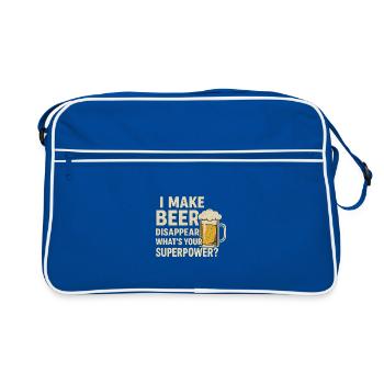 Bier verschwindet – deine Superkraft? - Retro Tasche - Blau/Weiß - Vorne