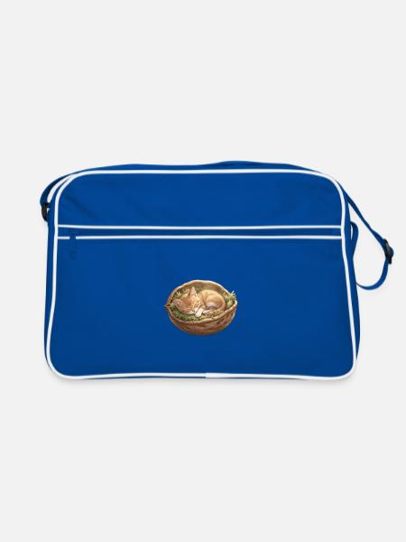 Slumbering nest kitten - Retro Bag - blue/white - Front