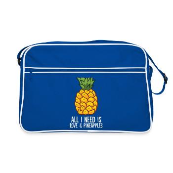 Pineapple - All i need is love and pineapples - Retro Bag - blue/white - Front