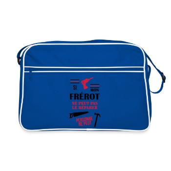 Frère Frangin Frere Naissance Bébé Frérot - Sac Retro - bleu/blanc - Devant