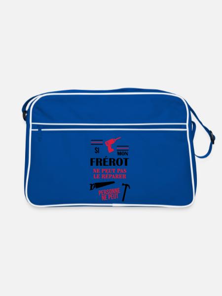 Frère Frangin Frere Naissance Bébé Frérot - Sac Retro - bleu/blanc - Devant