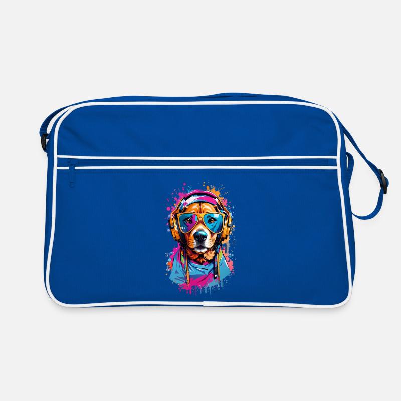 Coole Hund - Retro Tasche - Blau/Weiß