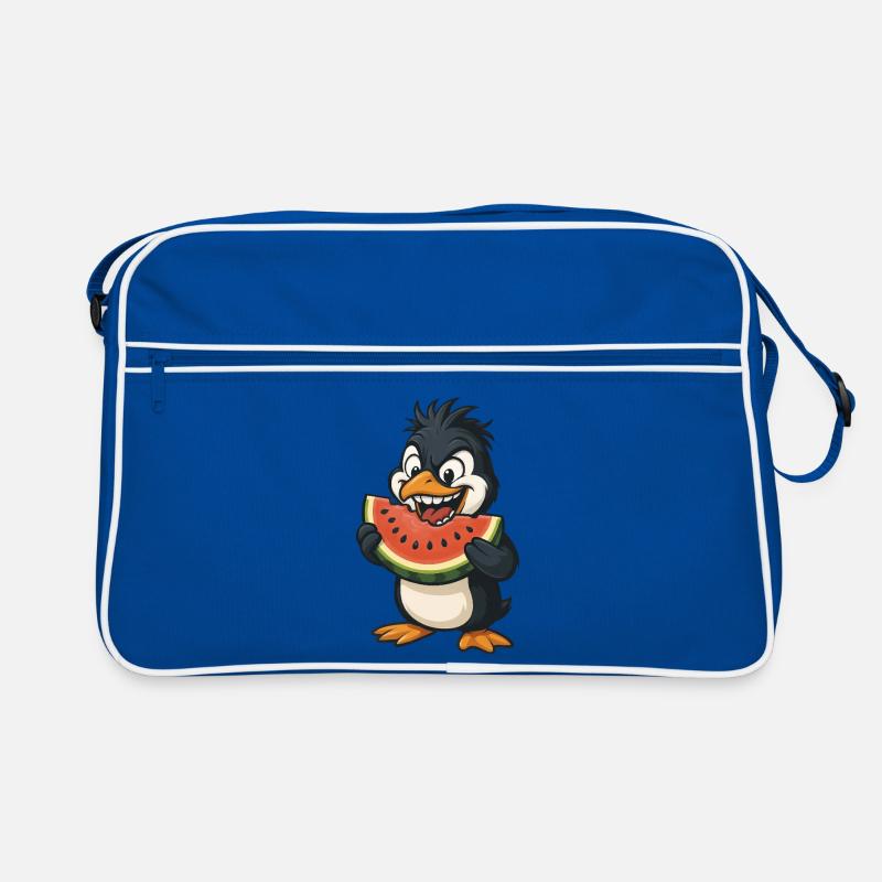Funny Penguin with Melon Summer Fruit Cartoon Retro Bag