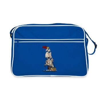 Historic sailing ship with flag - Retro Bag - blue/white - Front
