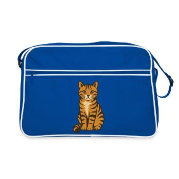 Tiger Cat Vintage Illustration - Retro Bag - blue/white - Front