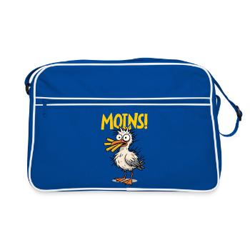 Moins drôle mouette avec frites - Sac Retro - bleu/blanc - Devant