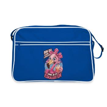 Motif de slogan de flamant rose de fête avec cocktail - Sac Retro - bleu/blanc - Devant
