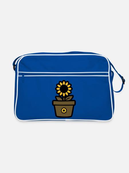 Sunflower Pot Plant Mom Garden Florist - Retro Bag - blue/white - Front
