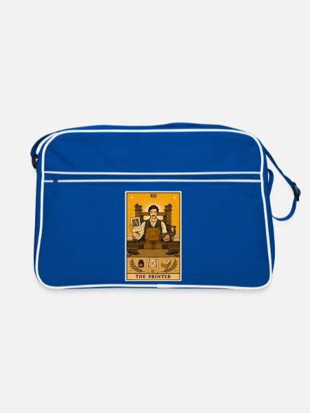 Scarabée de l’écorce de l’épicéa | Art imprimé Typographie Tarot - Sac Retro - bleu/blanc - Devant