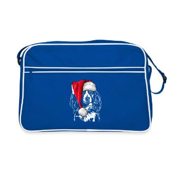 Santa KOOIKERHONDJE Weihnachten Hunde Wilsigns - Retro Tasche - Blau/Weiß - Vorne