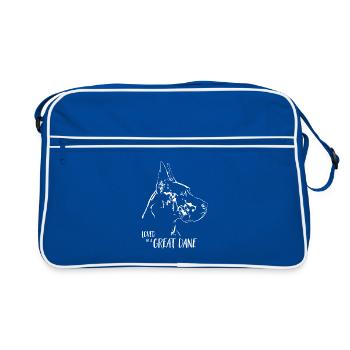 Aimé par un grand chien danois disant chiens Wilsigns - Sac Retro - bleu/blanc - Devant