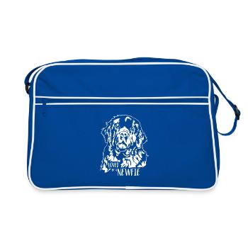 Adoré par un Newfie Terre-Neuve Chiens Wilsigns - Sac Retro - bleu/blanc - Devant