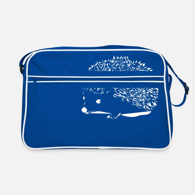 Igel weiß - Retro Tasche - Blau/Weiß