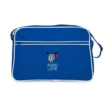 ROBO LOVE - Retro Tasche - Blau/Weiß - Vorne
