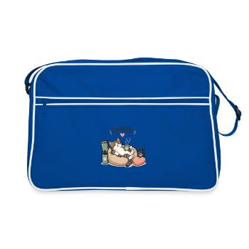 Pause Chat : Pause Café dans un Panier - Sac Retro - bleu/blanc - Devant