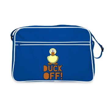 Duck off! Rot on with duck! # - Retro Bag - blue/white - Front