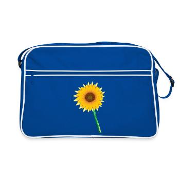 Sonnenblume - Retro Tasche - Blau/Weiß - Vorne