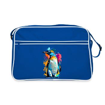 Manchot royal - Pingouin empereur coloré oiseau - Sac Retro - bleu/blanc - Devant