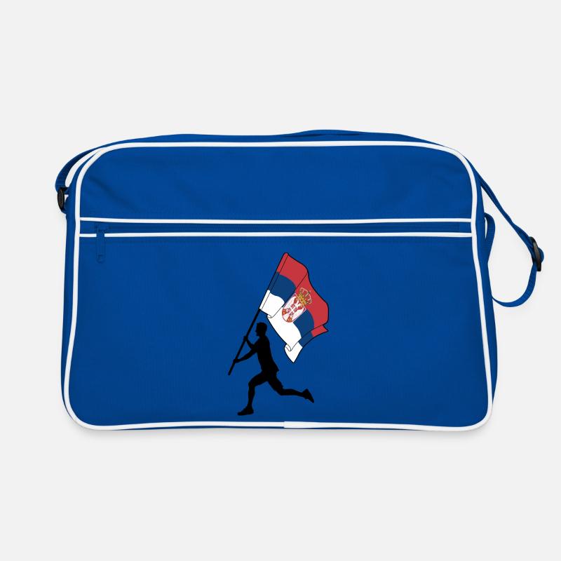 Flagge Serbien Mann läuft Retro Tasche