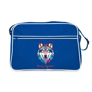 Geomorphic wolf with color explosion - Retro Bag - blue/white - Front