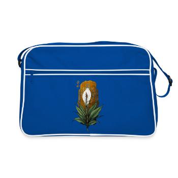 Golden Peace Lily with Halo - Retro Bag - blue/white - Front