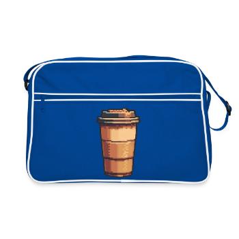 Pixel Kaffeebecher Kunst - Retro Tasche - Blau/Weiß - Vorne