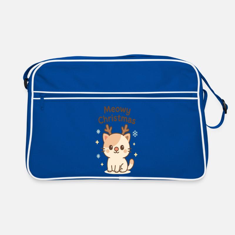 Meowy Christmas Katze mit Geweih Retro Tasche