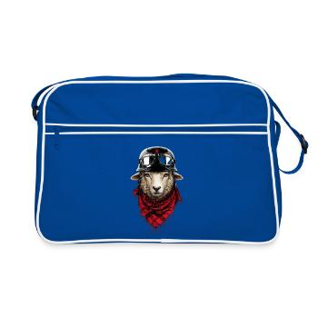 Piloten-Schaf im Bomberlook - Retro Tasche - Blau/Weiß - Vorne